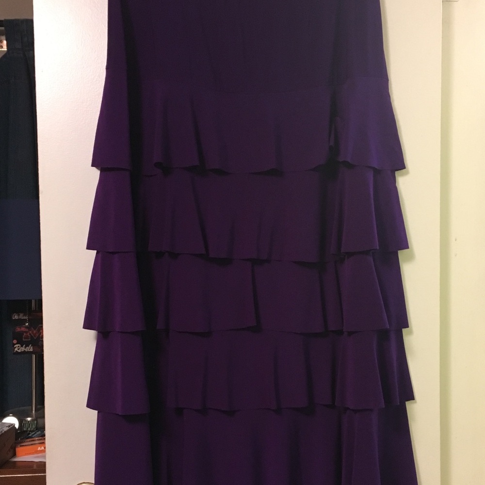 Paniz Dark Purple Layered Ruffle Skirt XL
